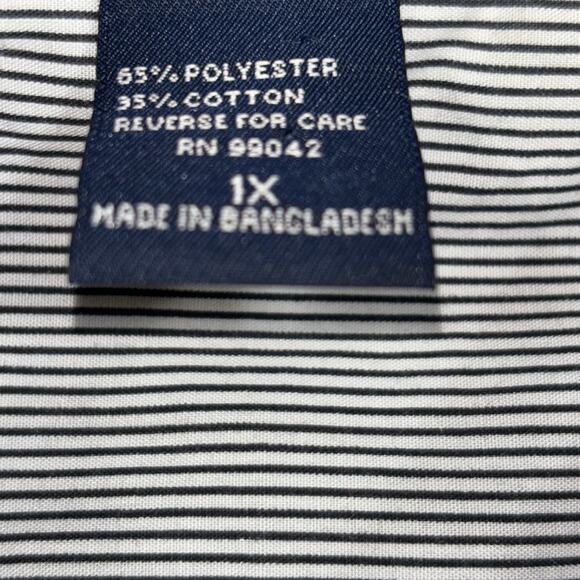 Las Olas Womens Floral Embellished Striped Button Top 1X Plus Artsy Statement - Picture 4 of 10